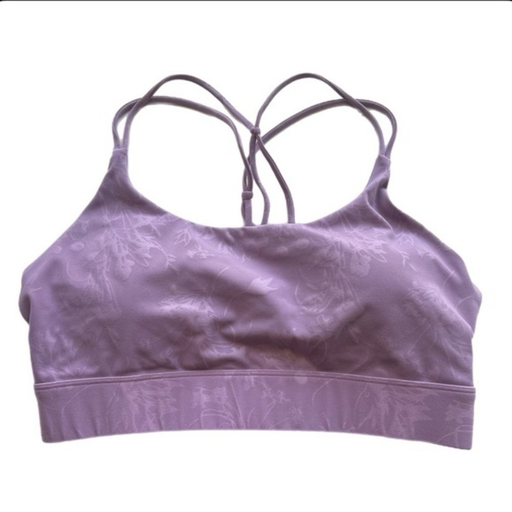 Zyia Active Light Lilac Floral Double Strap Sports Bra Size Large
